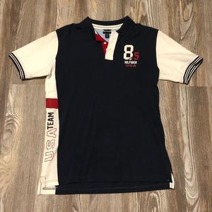 Tommy Hilfiger white and blue polo shirt